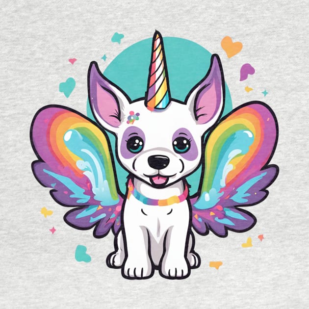 Unicorn Puppy Cute Kawaii Dog by Little Duck Designs